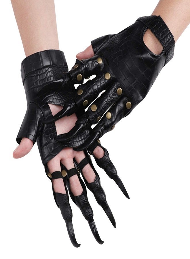 RUIXIB PU Leather Dragon Claw Gloves Black Cosplay Paw Gloves Halloween Costume Dress UP Horror Props Party Accessories - Image 1
